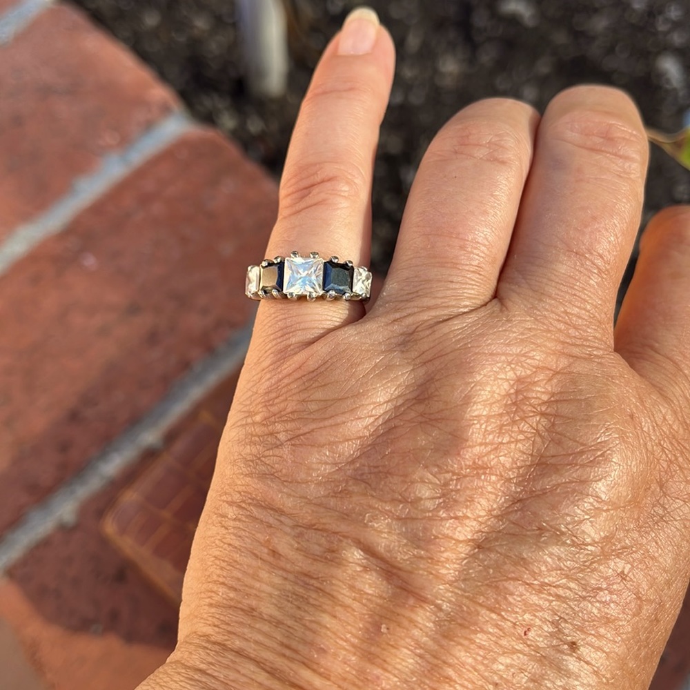 Sterling Silver Black and white CZ ring